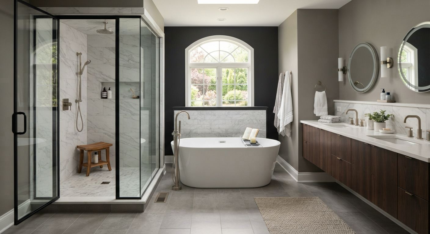 Modern bathroom with a glass shower enclosure